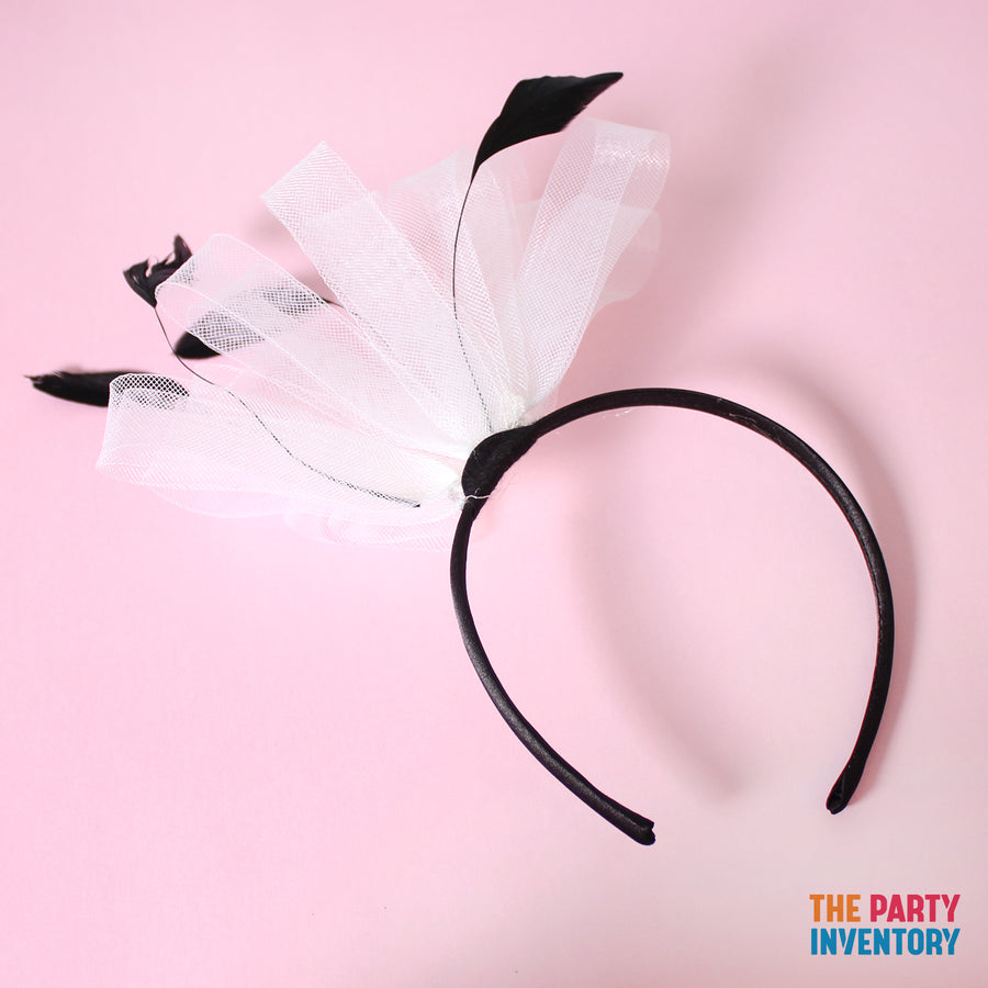 White Fascinator Headband with Feathers
