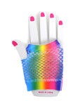 Rainbow Fishnet Gloves Short (Vertical Stripe)