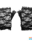 Short Fingerless Lace Gloves (Black)