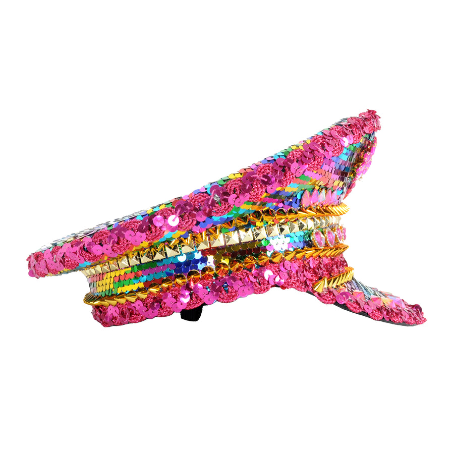 Deluxe Rainbow Studded Sequin Cap