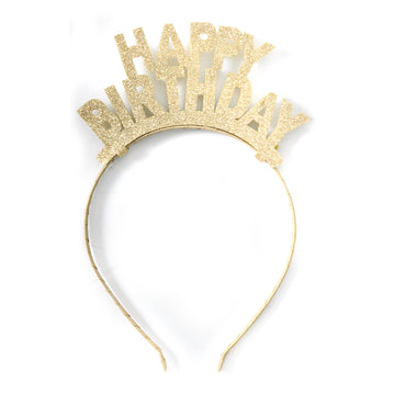 Happy Birthday Glitter Headband (Gold)