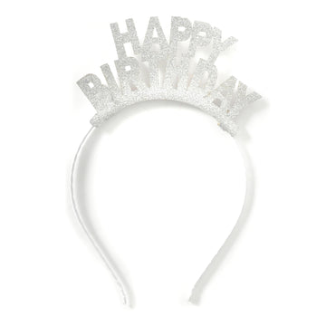 Happy Birthday Glitter Headband (Silver)