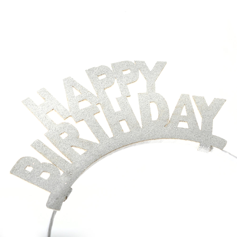 Happy Birthday Glitter Headband (Silver)