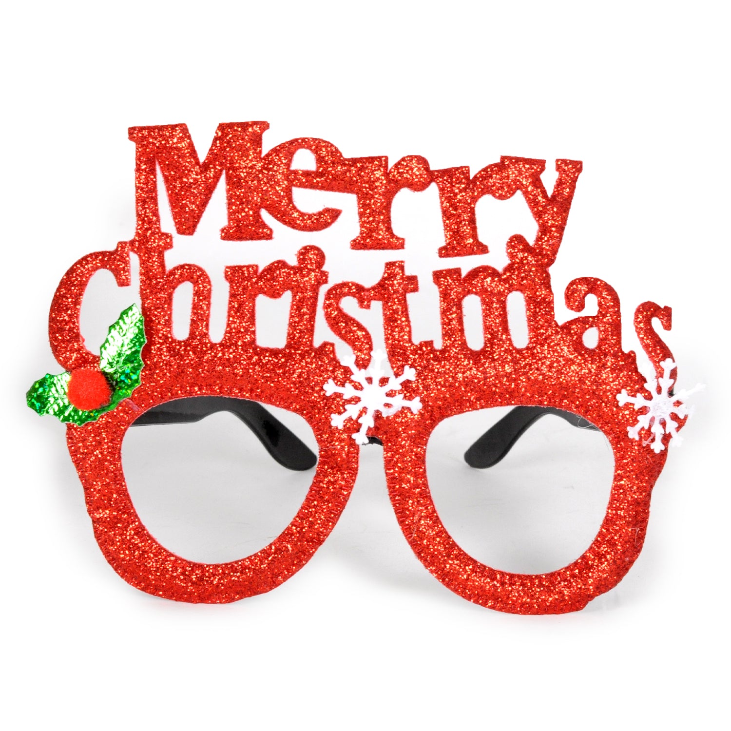 Merry Christmas Red Glitter Party Glasses