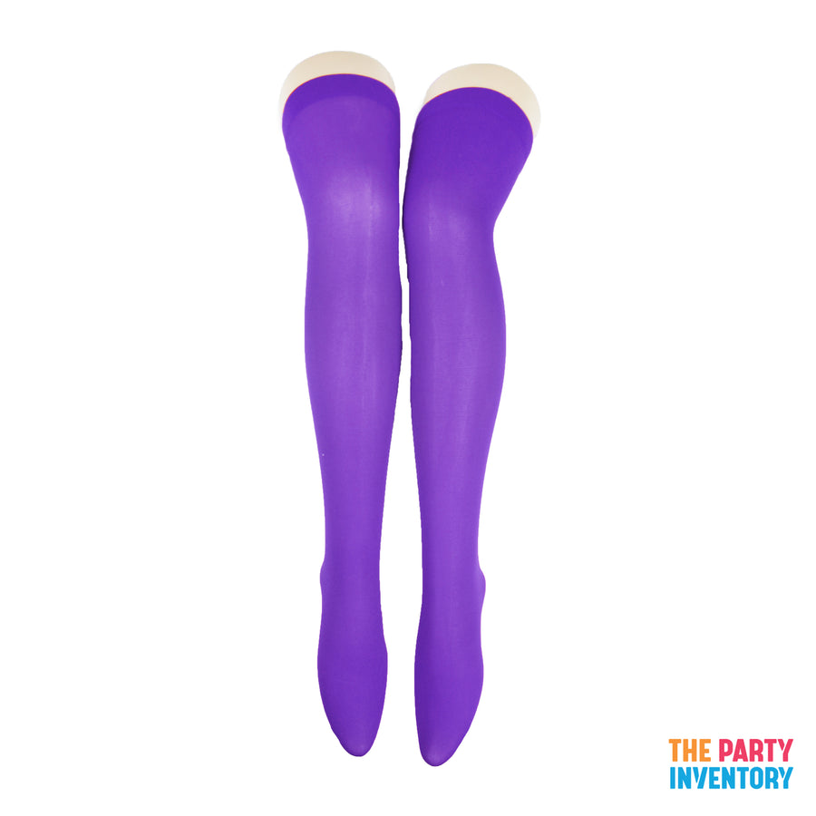 Purple Plain Over Knee Stockings