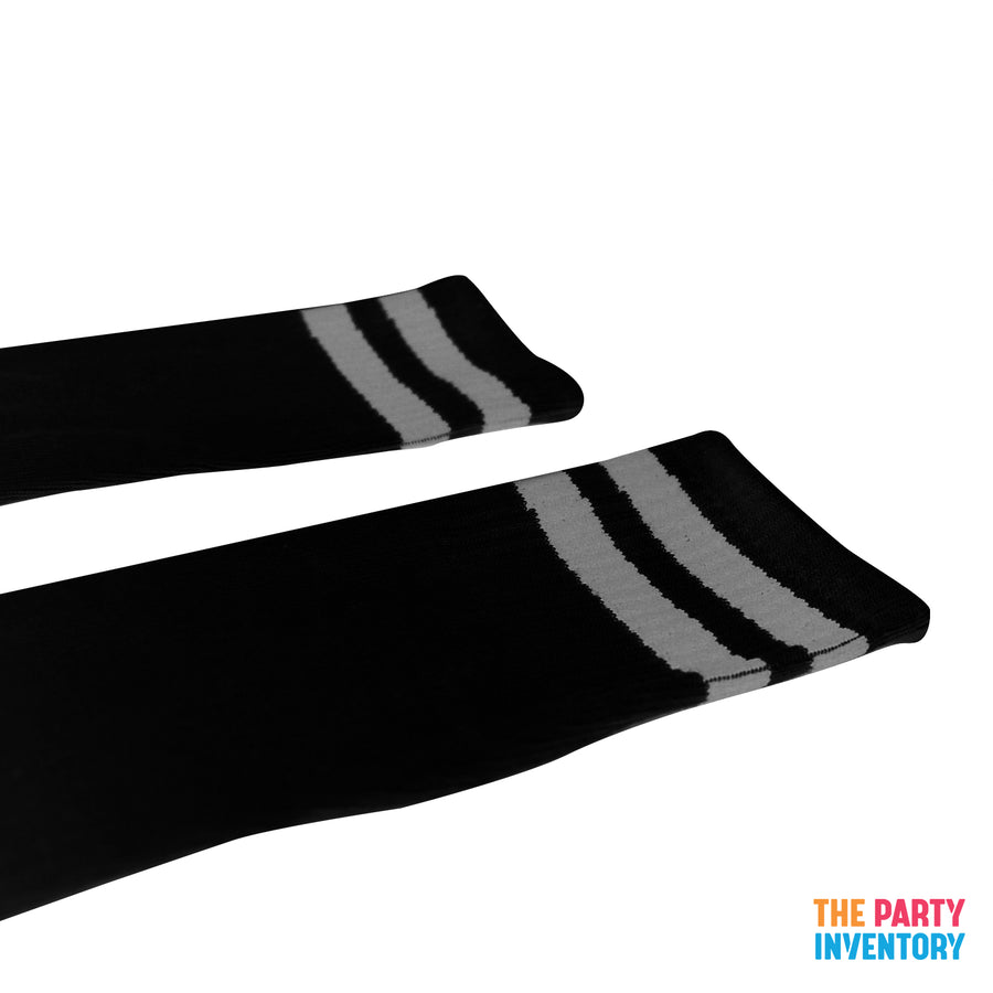 Black Sports Socks with Grey Stripe