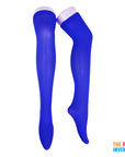 Blue Plain Over Knee Stockings