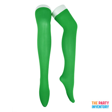 Green Plain Over Knee Stockings