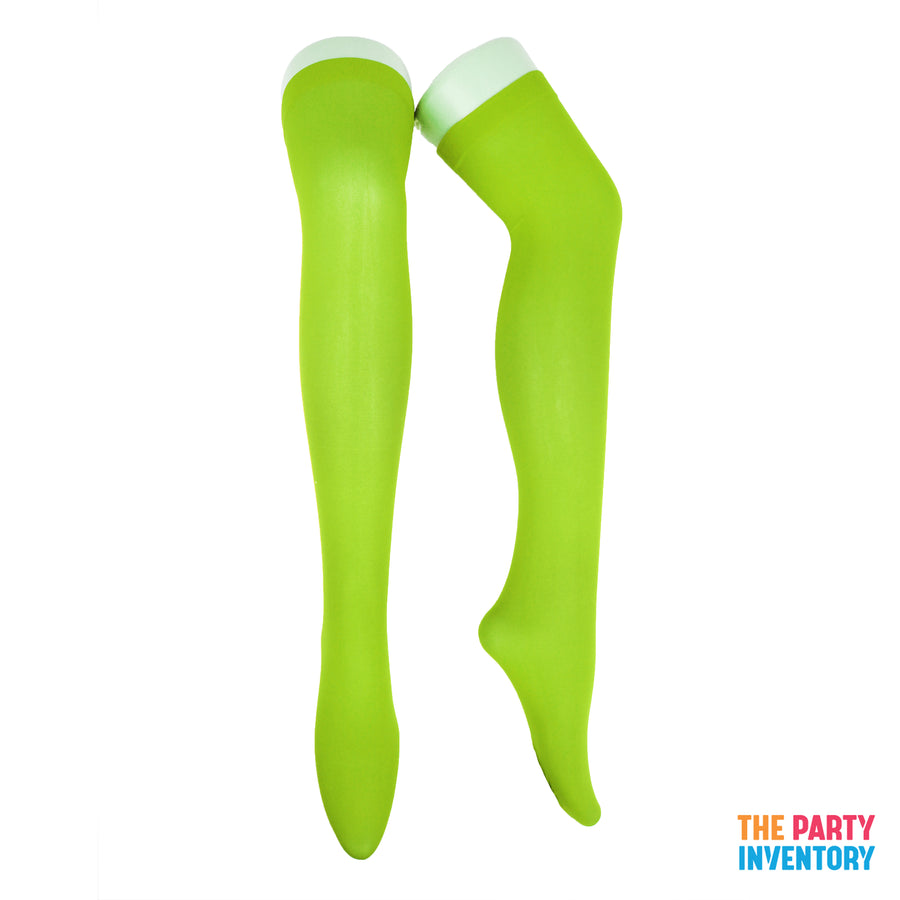 Light Green Plain Over Knee Stockings