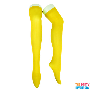 Yellow Plain Over Knee Stockings